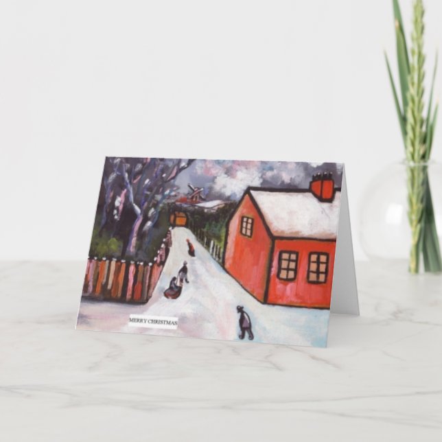 CARTES POUR FÊTES ANNUELLES LA SCÈNE HIVER DU VILLAGE HOLLANDAIS (Devant)