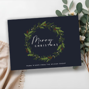 CARTES POUR FÊTES ANNUELLES LA SOCIÉTÉ MARINE SIMPLE HOLLY BERRY WREATH NOËL