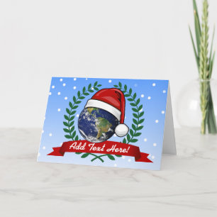 Cartes Pour Fêtes Annuelles La Terre porte un chapeau de Père Noël