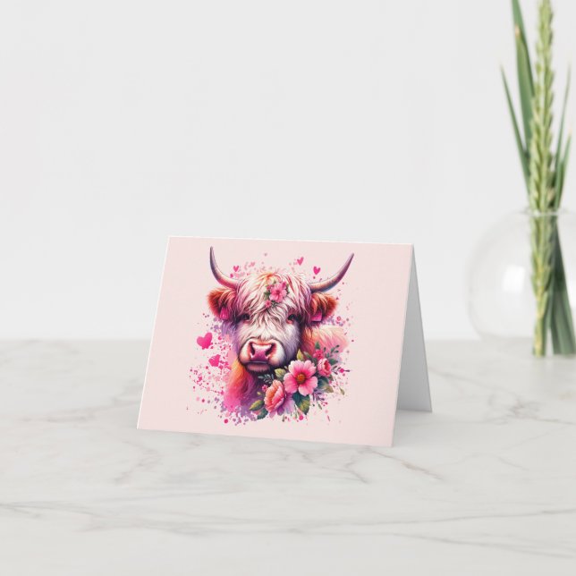 Cartes Pour Fêtes Annuelles La vache des Highlands de Valentine (Devant)