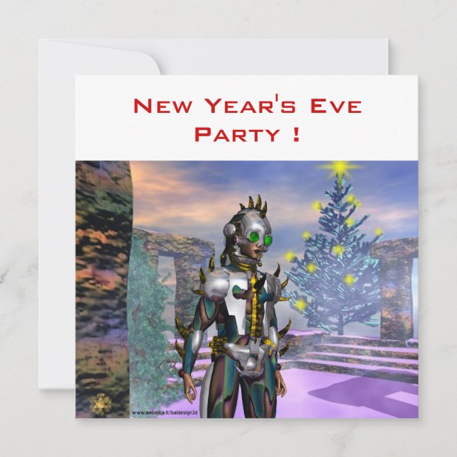 CARTES POUR FÊTES ANNUELLES LA VEILLE D'UN CYBORG DU NOUVEL AN (Devant)