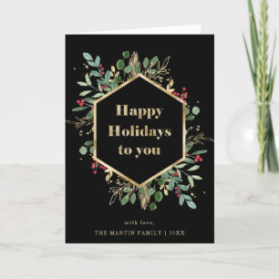 Cartes Pour Fêtes Annuelles La verdure dorée de Noël  Photo intérieure