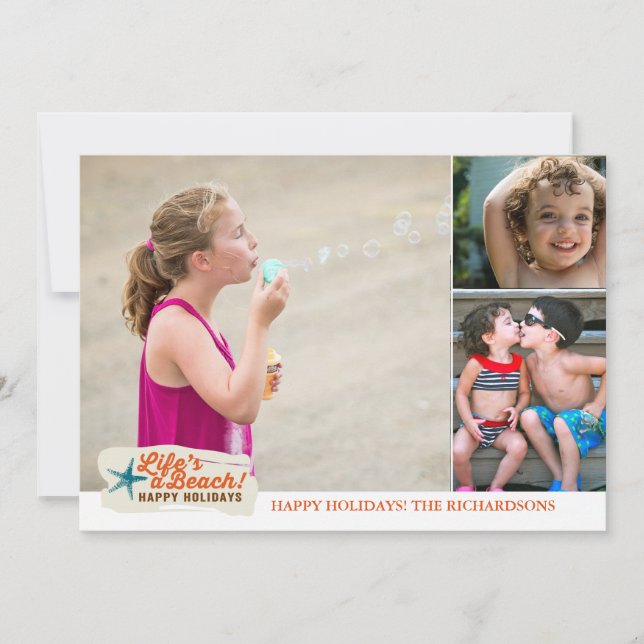 Cartes Pour Fêtes Annuelles La vie est une plage ! x3 (Devant)