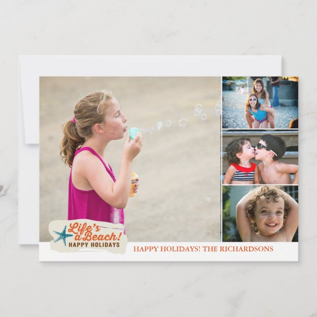 Cartes Pour Fêtes Annuelles La vie est une plage ! x4 (Devant)