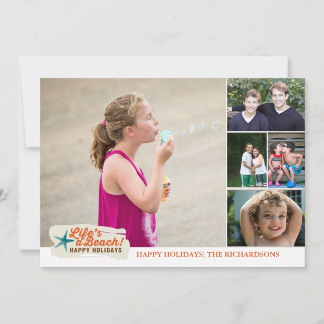 Cartes Pour Fêtes Annuelles La vie est une plage ! x5 (Devant)