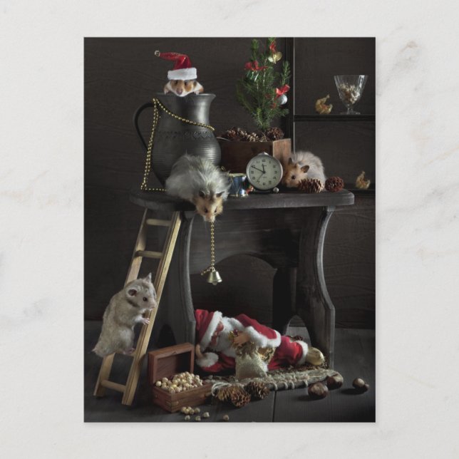 Cartes Pour Fêtes Annuelles La vie tranquille du Nouvel An avec hamsters (Devant)