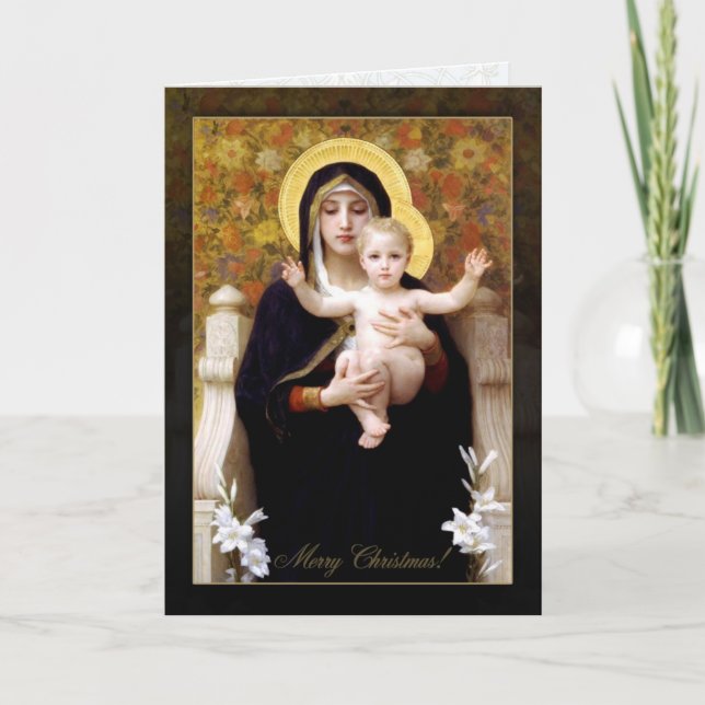 Cartes Pour Fêtes Annuelles La Vierge des Lilies par William Bouguereau (Devant)