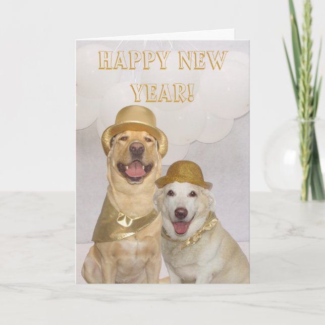 Cartes Pour Fêtes Annuelles Laboratoire/chiens personnalisables de bonne année (Devant)