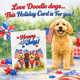 Cartes Pour Fêtes Annuelles Labradoodle chien d'art patriotique 4 juillet 