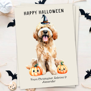 Cartes Pour Fêtes Annuelles Labradoodle Chien Halloween heureux