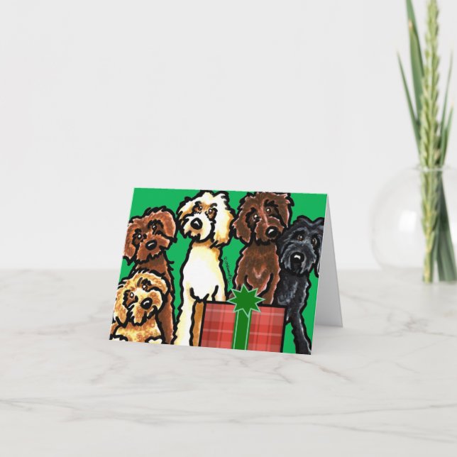 Cartes Pour Fêtes Annuelles Labradoodle Rainbow Christmas (Devant)
