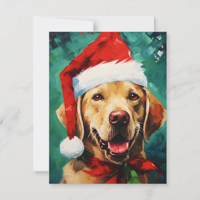 Cartes Pour Fêtes Annuelles Labrador Christmas brush painting artwork (Devant)