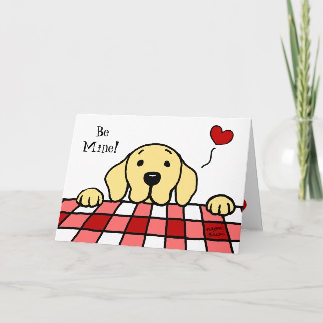 Cartes Pour Fêtes Annuelles Labrador jaune vous observant Valentine (Devant)