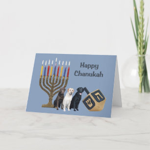 Cartes Pour Fêtes Annuelles Labrador Retriever Chanukah Card Menorah Dreidel