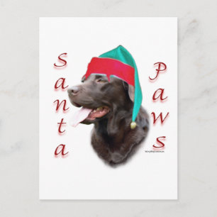 Cartes Pour Fêtes Annuelles Labrador Retriever (choc) Père Noël Paws