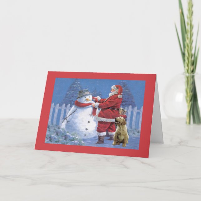 Cartes Pour Fêtes Annuelles Labrador Retriever Christmas Card Père Noël Snowma (Devant)