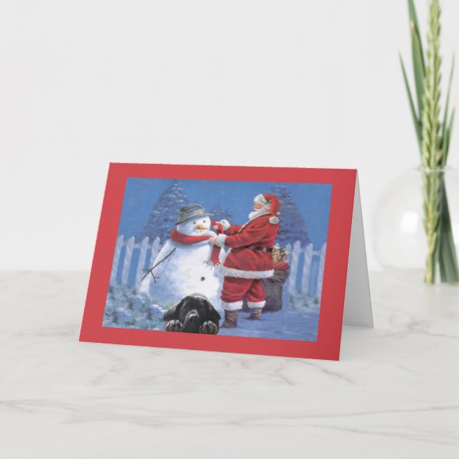 Cartes Pour Fêtes Annuelles Labrador Retriever Christmas Card Père Noël Snowma (Devant)