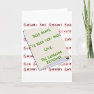 Cartes Pour Fêtes Annuelles Labrador Retriever Naughty ou Nice
