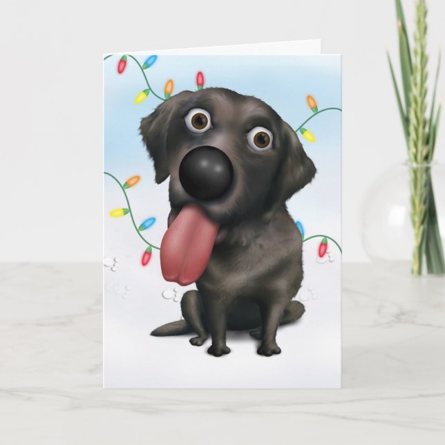 Cartes Pour Fêtes Annuelles Labrador Retriever (Noir) Noël (Devant)