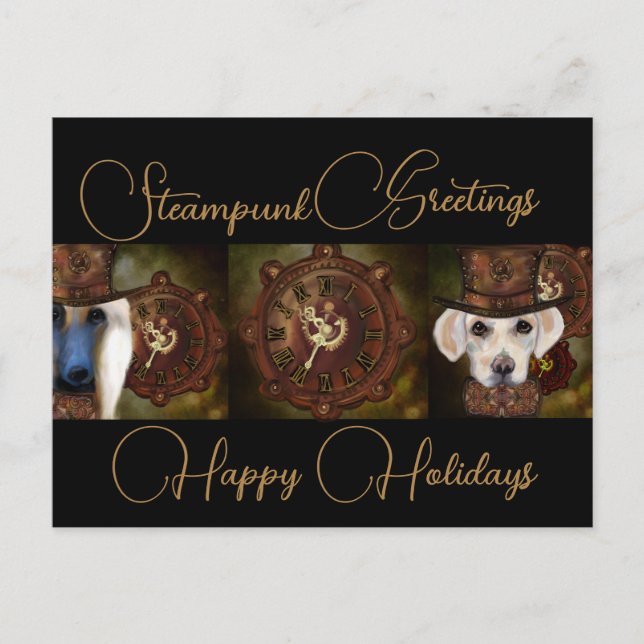 Cartes Pour Fêtes Annuelles Labrador Retriever Steampunk (Devant)