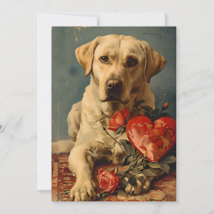 Cartes Pour Fêtes Annuelles Labrador Saint-Valentin vintage 