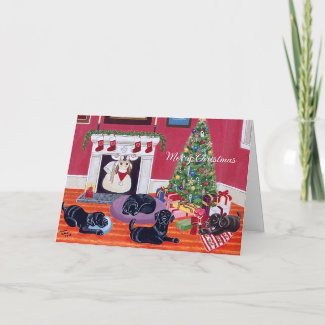 Cartes Pour Fêtes Annuelles Labradors de Noël (Devant)