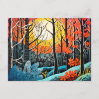 L'abstraction dans une forêt de Linocut captivante