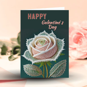 Cartes Pour Fêtes Annuelles Lace Rose Galentine`s Day Saint-Valentin 