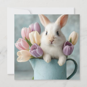 Cartes Pour Fêtes Annuelles L'adorable lapin à la recherche d'un lanceur de tu