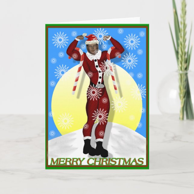 Cartes Pour Fêtes Annuelles Lady Bodybuilder Joyeux Noël Card (Devant)