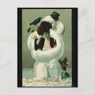 Cartes Pour Fêtes Annuelles Lady et Snowman