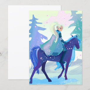 Cartes Pour Fêtes Annuelles Lady Knight dans une forêt de neige