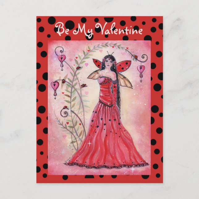 Cartes Pour Fêtes Annuelles Lady love bug valentine fairy postcard by Renee (Devant)