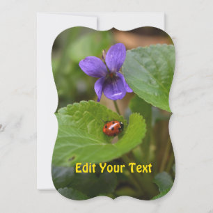 Cartes Pour Fêtes Annuelles Ladybug sur les fleurs de violet doux