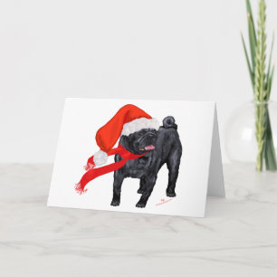Cartes Pour Fêtes Annuelles L'aide de Père Noël Pug