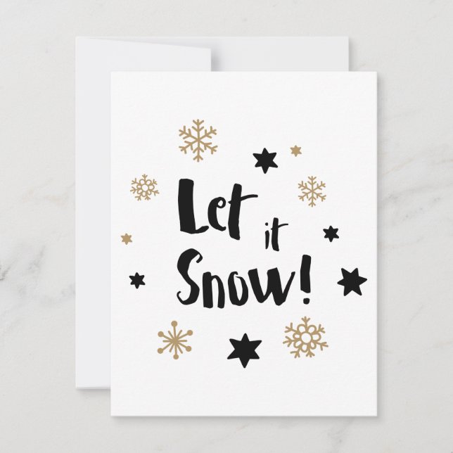 Cartes Pour Fêtes Annuelles "Laisse-le neiger !" Noël calligraphie (Devant)