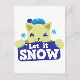 Cartes Pour Fêtes Annuelles LAISSER NEIGE mignonne petite chatte