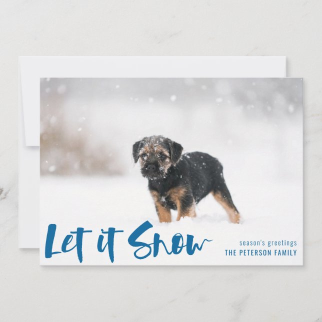 Cartes Pour Fêtes Annuelles Laisser neiger hiver photo bleu clair (Devant)