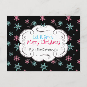 Cartes Pour Fêtes Annuelles Laisser neiger Joyeux Noël Snowflakes Custom