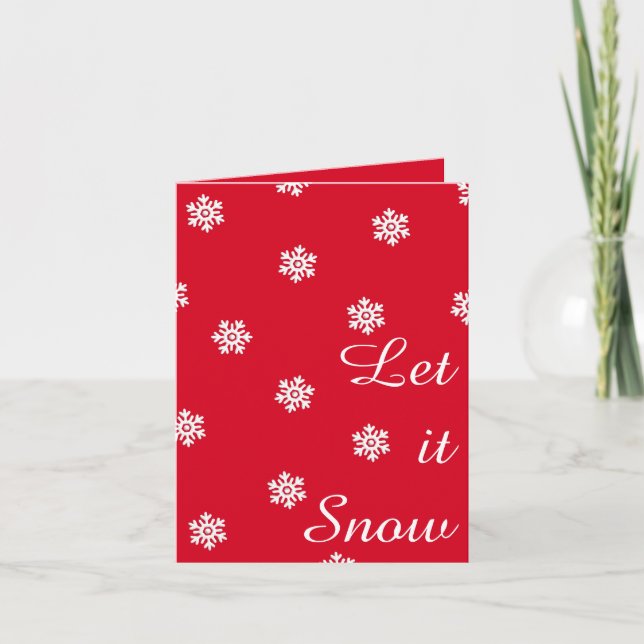 Cartes Pour Fêtes Annuelles Laisser neiger Red Christmas Card White Snowflakes (Devant)