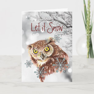 Cartes Pour Fêtes Annuelles Laissez-le neiger Snowflakes amusant Noël Chouette