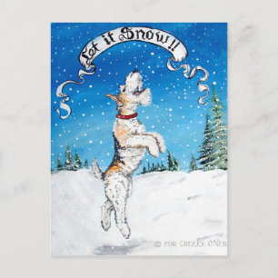 Cartes Pour Fêtes Annuelles Laissez-le Snow Wire Fox Terrier!