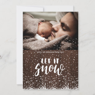 Cartes Pour Fêtes Annuelles Laissez neiger barnwood blanc flocons de neige tom