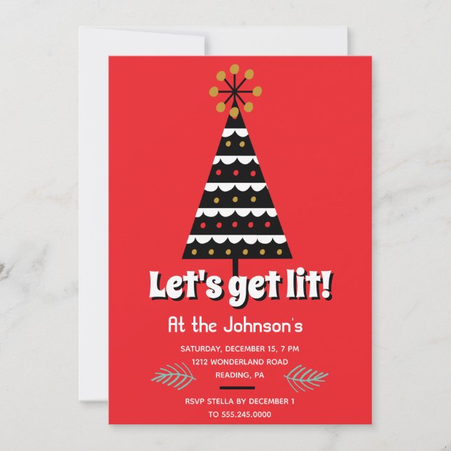 Cartes Pour Fêtes Annuelles Laissons-nous la fête de Noël rétro (Devant)