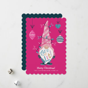 Cartes Pour Fêtes Annuelles Laissons-nous s'amuser brillant Gnome lumières de 