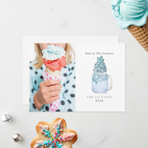 Cartes Pour Fêtes Annuelles Lait flocon de neige bleu de Noël laitier