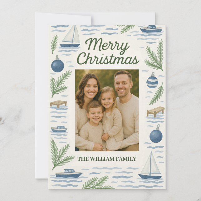 Cartes Pour Fêtes Annuelles Lake Theme Photo Customizable Christmas Card (Devant)