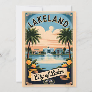 Cartes Pour Fêtes Annuelles Lakeland vintage Floride Cité des Lacs Rétro