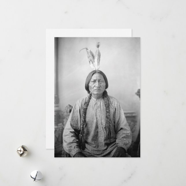 Cartes Pour Fêtes Annuelles Lakota Leader assis Bull Amérindien (Devant/Arrière en situation)