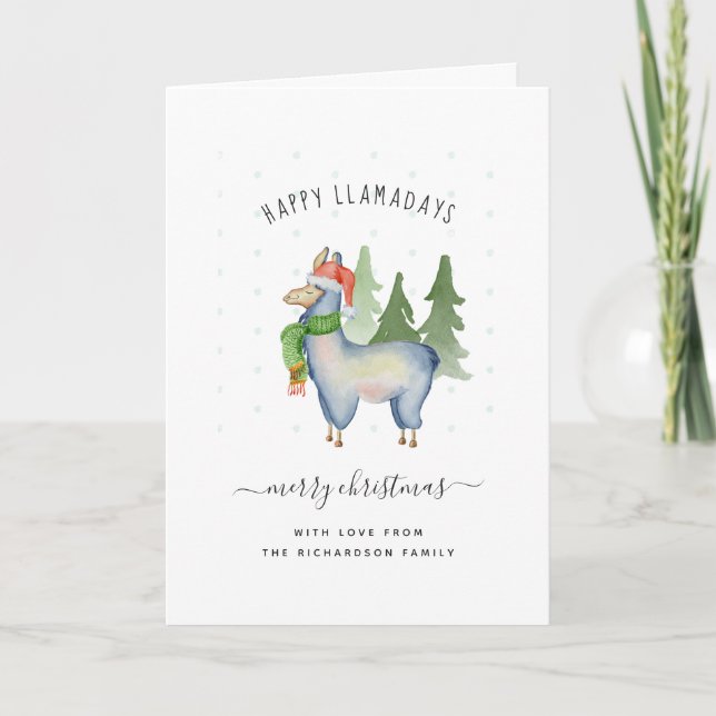 Cartes Pour Fêtes Annuelles Lama de Noël (Devant)